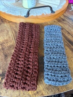 Handmade Chunky Crochet Headbands - Brown & Gray